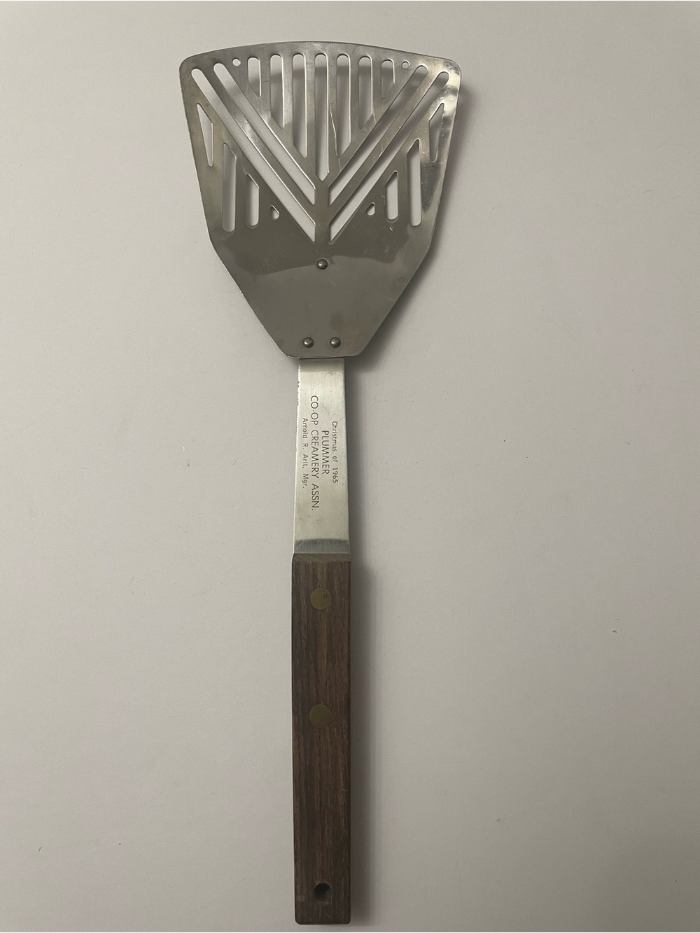 Vintage Advertising Slotted Spatula Plummer Minnesota CO-OP Creamery 60s MCM